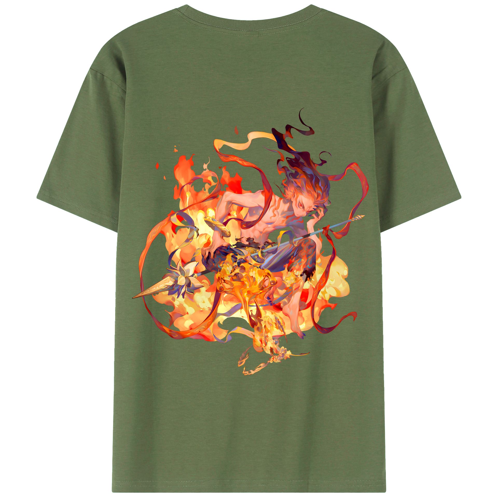 （画像用） Ne Zha 2 ナタ 魔童の大暴れ 綿100％ メンズ半袖Tシャツ（バックプリント） 通気性